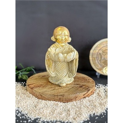 Porte-bougie Moine en Lotus 12,5 cm - Résine - Doré Porte-bougie Moine en Lotus 12,5 cm - Résine - Doré
