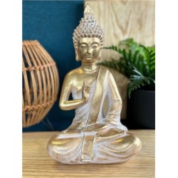 Statuette Bouddha Gyan Mudra 27 cm - Résine - Doré