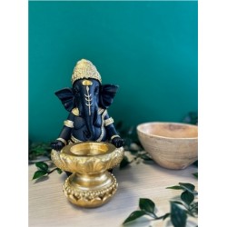 Porte-bougie Ganesh 17,5 cm - Résine - Doré