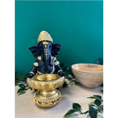 Porte-bougie Ganesh 17,5 cm - Résine - Doré Porte-bougie Ganesh 17,5 cm - Résine - Doré