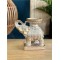 Porte-bougie Eléphant Trompe en l'air 11,3 cm - Résine - Doré