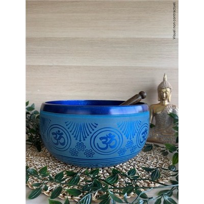 Bol Chantant Aluminium Bleu Om env 25 cm