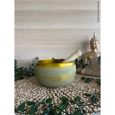 Bol Chantant Aluminium Vert Bouddha env 14 cm