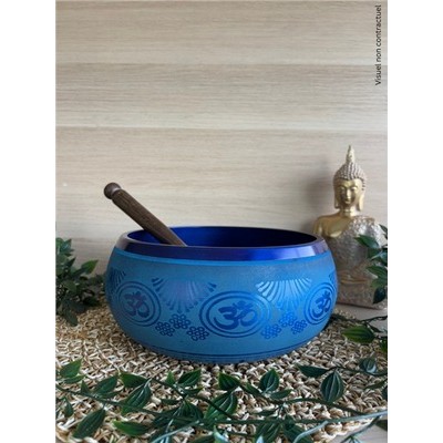 Bol Chantant Aluminium Bleu Om env 20 cm